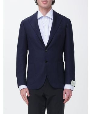 Luigi Borrelli Napoli Single-Breasted Virgin Wool Blazer - Blue