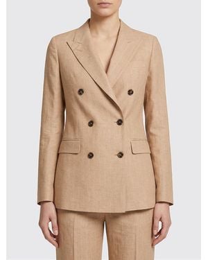 Tagliatore Double-Breasted Linen Blend Blazer - Natural