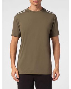 Philipp Plein Slim Fit Cotton T-Shirt With Contrast Logo Print - Green