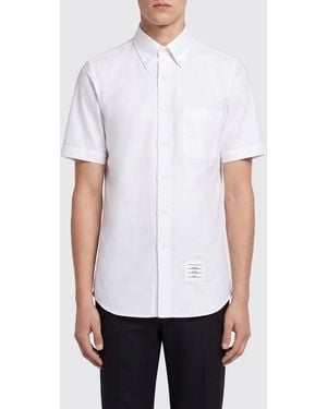 Thom Browne Kurzarmhemd Von Aus Baumwolle Mit Button-Down-Kragen - Weiß