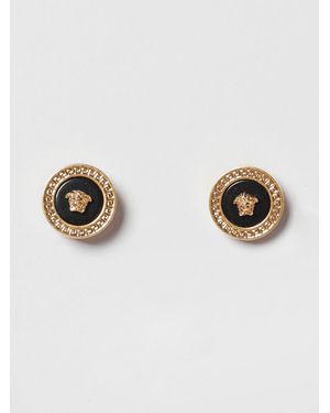 Versace Boucles D'Oreilles Clous En Métal Avec Logo Medusa Et Motif Greca - Métallisé