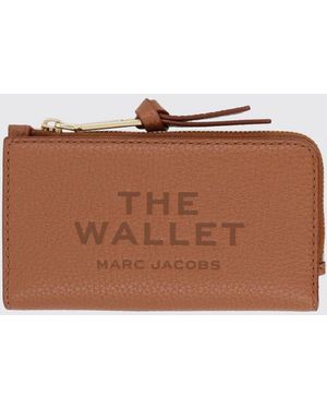 Marc Jacobs The Wallet Grained Leather Card Holder With Zip Closure - Brown