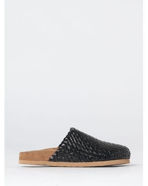 Dragon Diffusion Woven Leather Sabot Mules With Low Heel And Round Toe - White