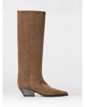Brunello Cucinelli Botas Western Hasta La Rodilla De Ante - Marrón