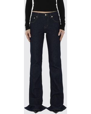 Haikure Chewy Low-Waist Flared Jeans With Hem Slit - Blue