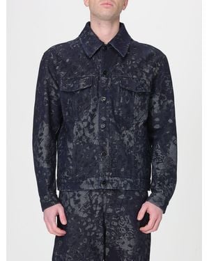 Fendi Cotton Denim Jacket With Camouflage Print - Blue