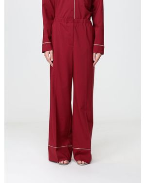 Alberta Ferretti High-Waisted Pajama-Style Palazzo Trousers - Red
