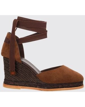 Castañer Camila Suede Wedge Espadrilles With Ankle Tie-Up Laces - Brown