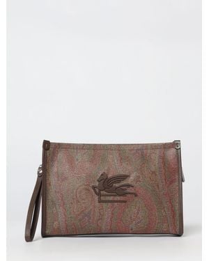 Etro Arnica Beschichtete Baumwoll-Pouch Mit Jacquard-Paisley - Braun