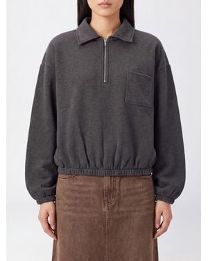 DARKPARK Relaxed-Fit-Polo-Sweatshirt Aus Baumwolle Mit Reißverschluss Und Überschnittenen Schultern - Grau