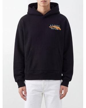 Amiri Relaxed Fit Cotton Hoodie With Contrast Logo And Kangaroo Pocket - Blue