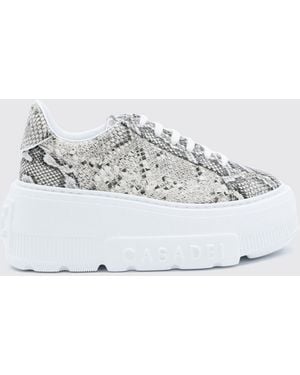 Casadei Nexus Python Print Leather Platform Sneakers - White