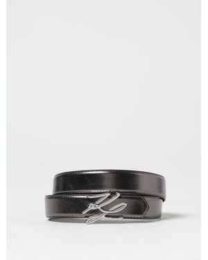 KARL LAGERFELD K/Autograph Reversible Leather Belt - Black