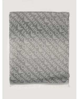 Emporio Armani Viscose Blend Scarf With Jacquard Logo - Grey