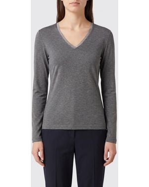 Fabiana Filippi Long-Sleeved V-Neck T-Shirt - Grey