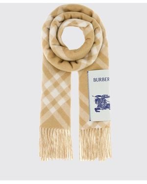Burberry Check Cashmere Scarf With Fringed Edges And Ekd Logo - Metallic