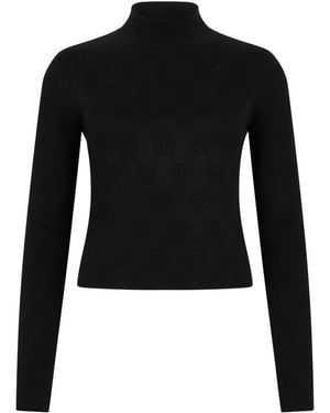 Philipp Plein Slim-Fit-Rollkragenpullover Aus Jersey Mit Jacquard-Hexagon-Logo - Schwarz