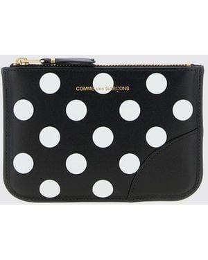 Comme des Garçons Leather Wallet With Polka Dot Print - Black