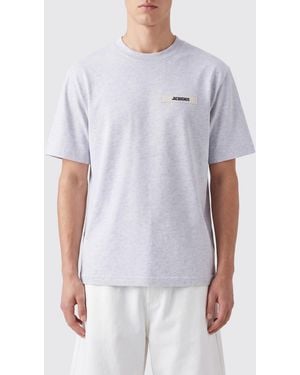 Jacquemus Camiseta De Algodón Con Cuello Redondo Y Logo Aplicado En Contraste - Blanco