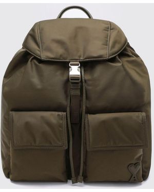 Ami Paris Marcel Rucksack Aus Polyamid Mit Klappverschluss Und Gepolsterten Schultergurten - Grün
