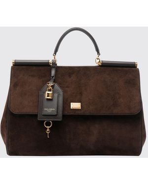 Dolce & Gabbana Dolce &Amp Gabbana My Sicily Suede Handbag With Charm - Brown