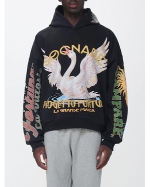 PDF Relaxed Fit Cotton Slogan Print Hoodie - Black