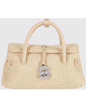 Zanellato Dotta Small Wicker And Leather Bag - Natural