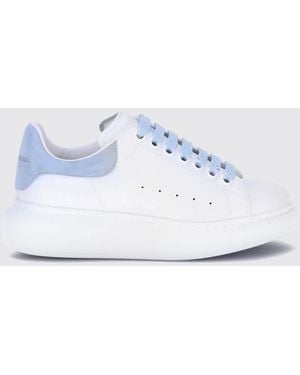 McQueen Oversize Leather Sneakers With Contrasting Suede Insert And Chunky Sole - White