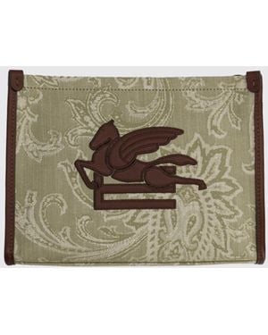 Etro Clutch Essential De Denim De Algodón Jacquard Paisley - Gris