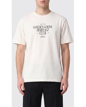 Golden Goose Crewneck Cotton T-Shirt With Printed Logo - White