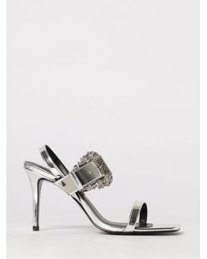 Versace Jeans Couture Laminated Patent Leather Sandals - White