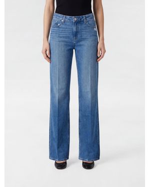 PAIGE Vaqueros Palazzo De Talle Alto En Denim De Algodón Y Lyocell - Azul