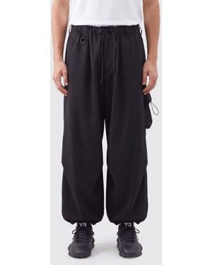 Y-3 Wide-Leg Technical Fabric Cargo Pants With Drawstring - Black