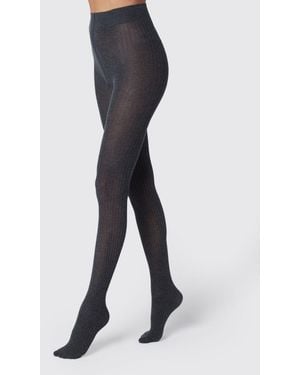Max Mara Medias De Puro Cachemir De Canalé Con Cintura Elástica - Gris