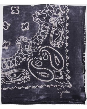 Golden Goose Foulard De Pura Seda Con Estampado De Bandana Y Motivo Abstracto - Azul