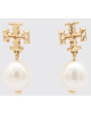 Tory Burch Pendientes Moondance De Latón Con Perlas - Blanco
