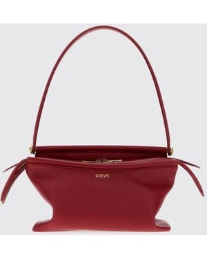 Loewe Whisker Schultertasche Aus Glattem Kalbsleder Mit Flachem Griff - Rot