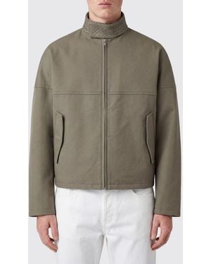 Bottega Veneta Cotton And Woven Leather Jacket - Green