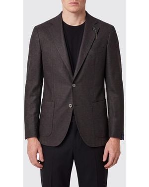 Santaniello Blazer Clásico De Botonadura Sencilla En Mezcla De Lana Con Bolsillos De Parche - Negro