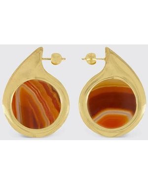 Panconesi 18Kt Plated Brass And Agate Earrings - White