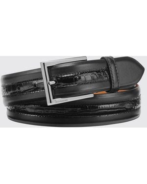 Billionaire Leather Belt With Crocodile Print Details - White