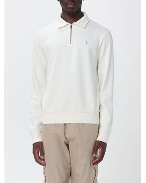 Polo Ralph Lauren Long-Sleeve Cotton Polo Shirt With Zip Closure And Embroidered Logo - White