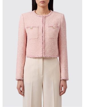 Self-Portrait Kurzer Tweed-Blazer Von Mit Schmuckknöpfen - Pink