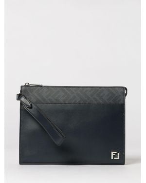 Fendi Ff Squared Clutch - Grey