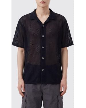 DUNST Crochet Knit Shirt - Black