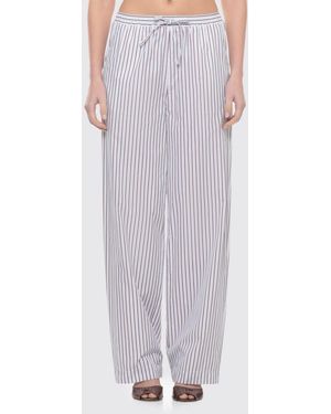 Loulou de Saison Striped Cotton Palazzo Trousers - Purple