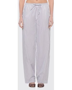 Loulou de Saison Striped Cotton Palazzo Trousers - Purple