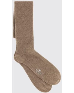 Gallo Calf-High Stretch Cashmere-Blend Socks With Contrast Logo - White