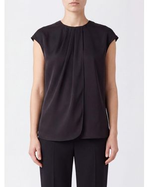 Emporio Armani Short-Sleeved Satin Crew Neck Top - Blue