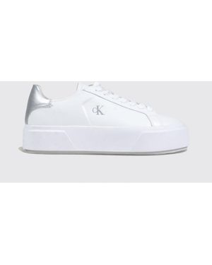 Calvin Klein Flatform Leather Trainers - White